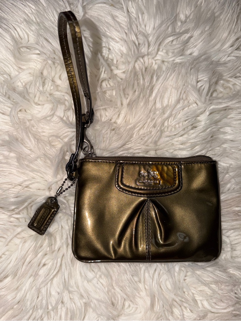 Coach Metallic Bronze Wristlet Clutch
